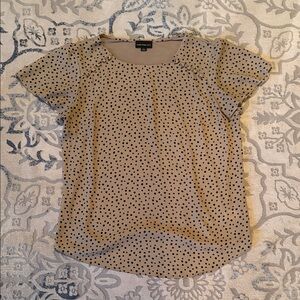 Worthington Beige Polka Dot Short Sleeve Blouse